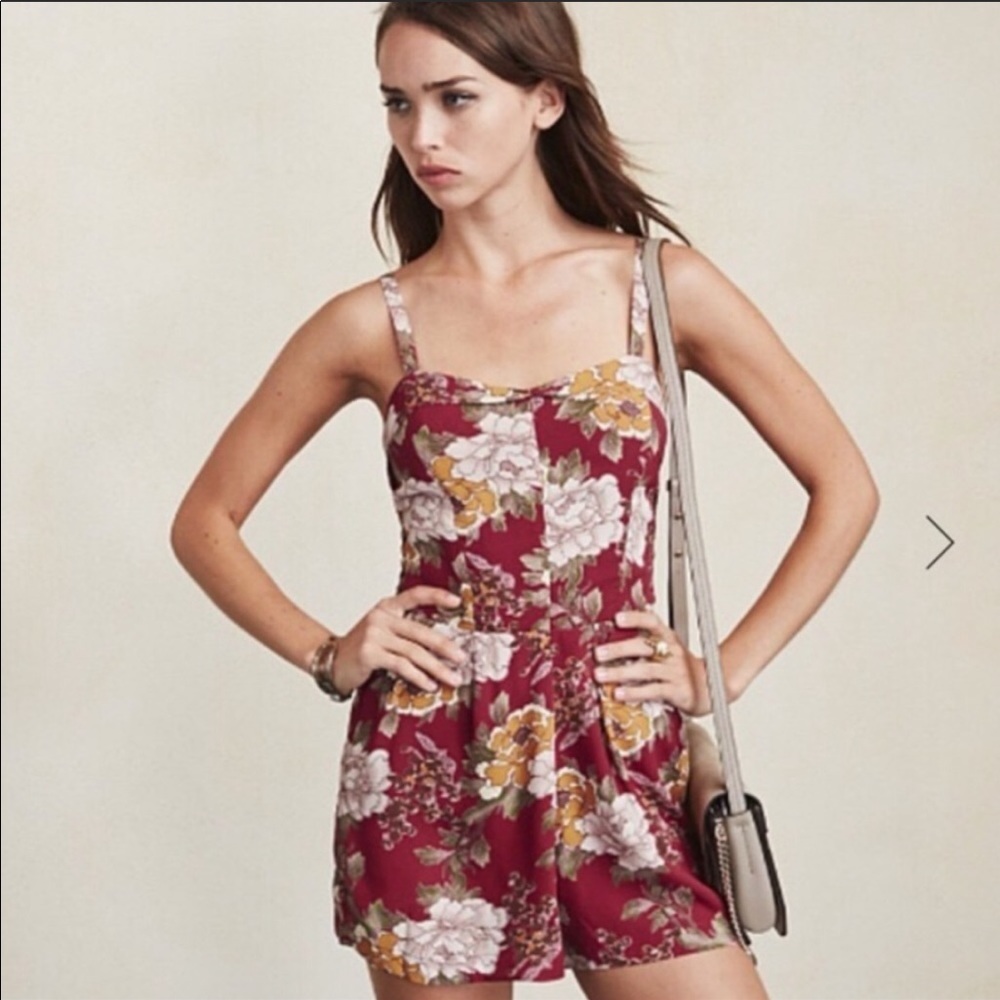 Reformation Red Floral Romper